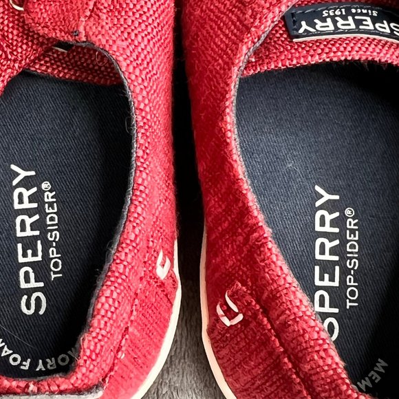 Sperry Bodie Sneaker Shoes size 6 M Big Kids or 8 Women Red Washable Fabric - Picture 9 of 10